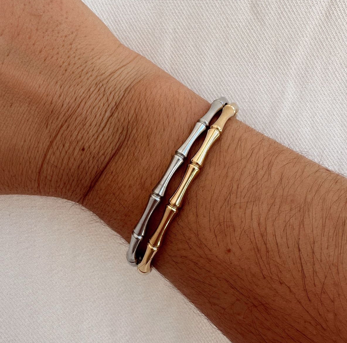 Drop Brazalete essencia bambú plateado