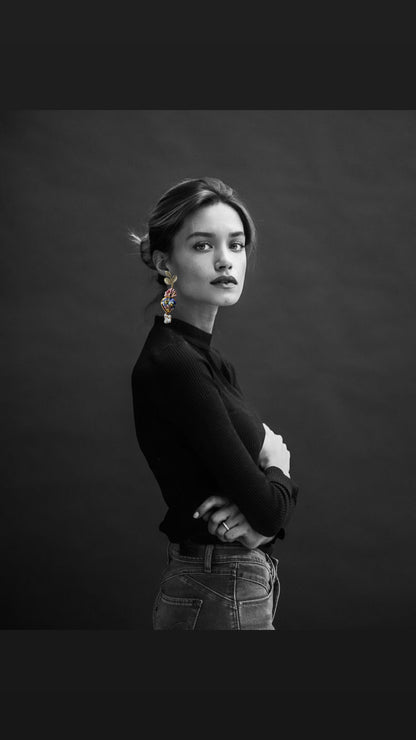 Drop pendientes cerámica corazón de Jesús