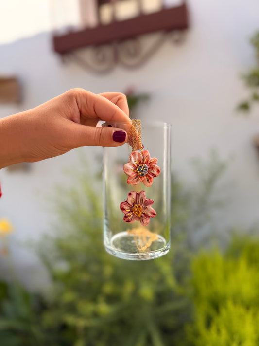 Drop collar cerámica flor