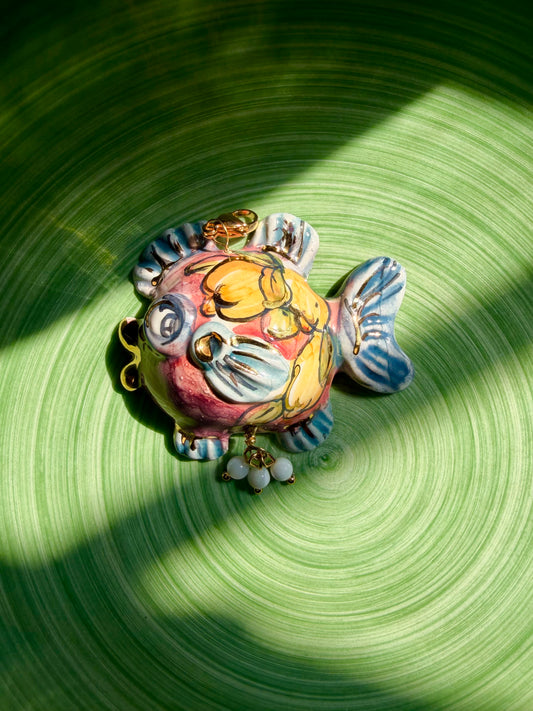 Drop charm cerámica pez globo