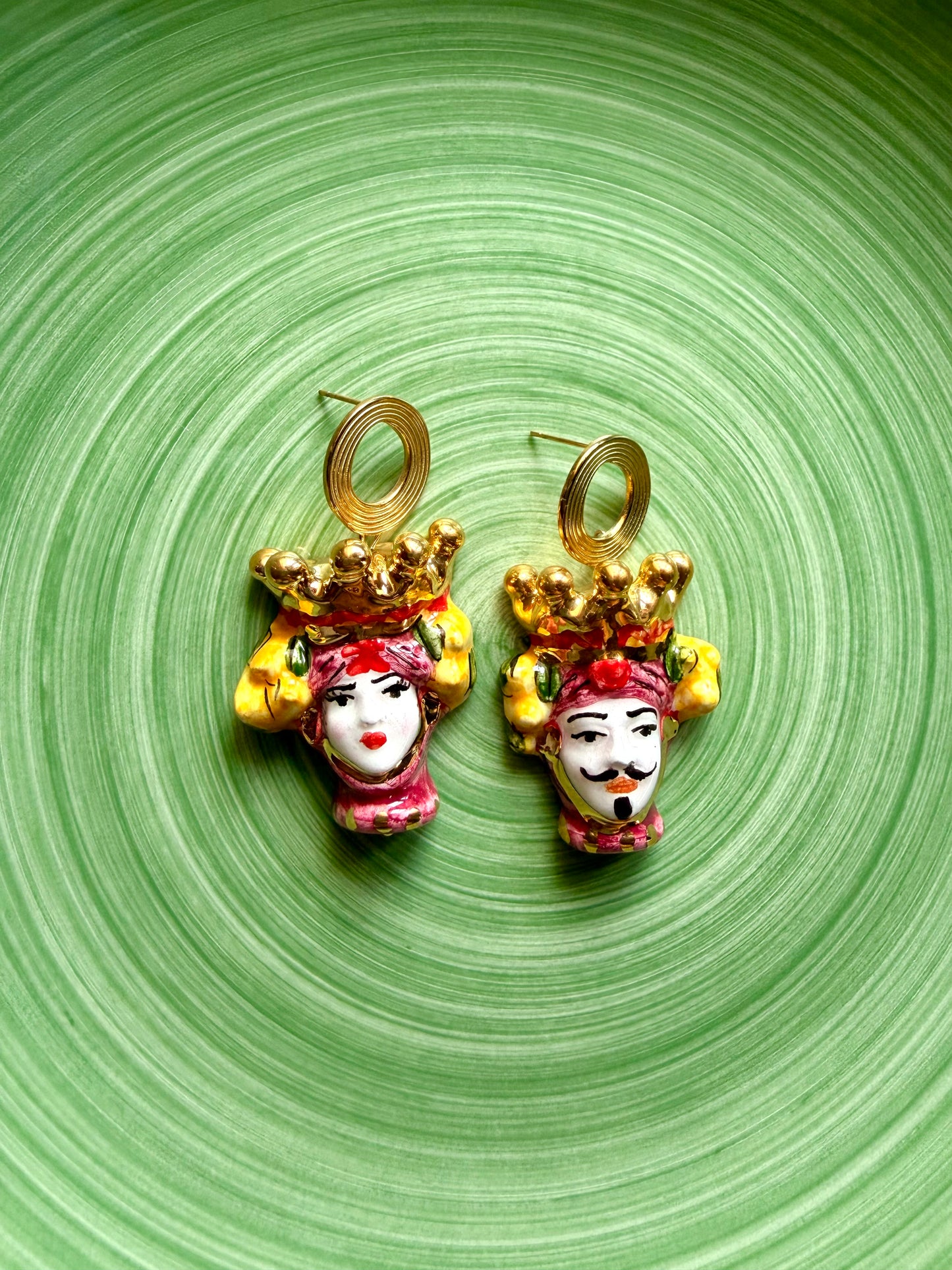 Drop pendientes cerámica testa di moro