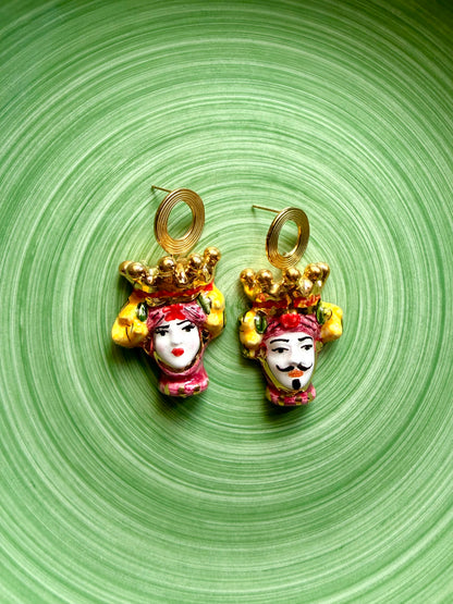 Drop pendientes cerámica testa di moro