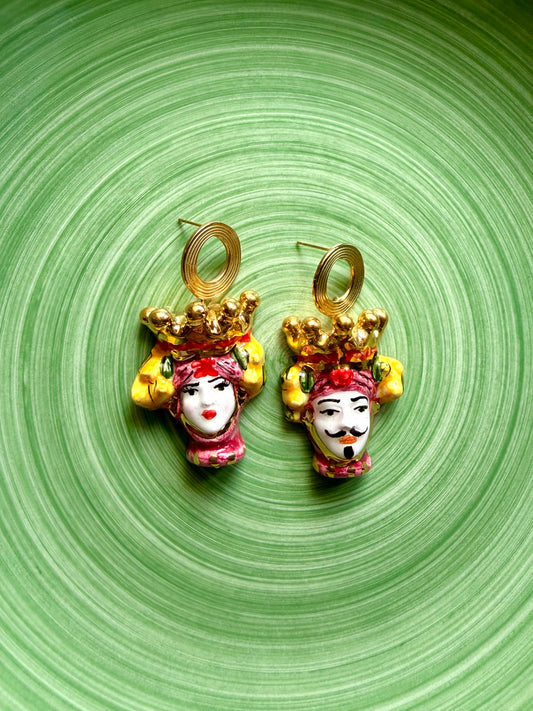 Drop pendientes cerámica testa di moro