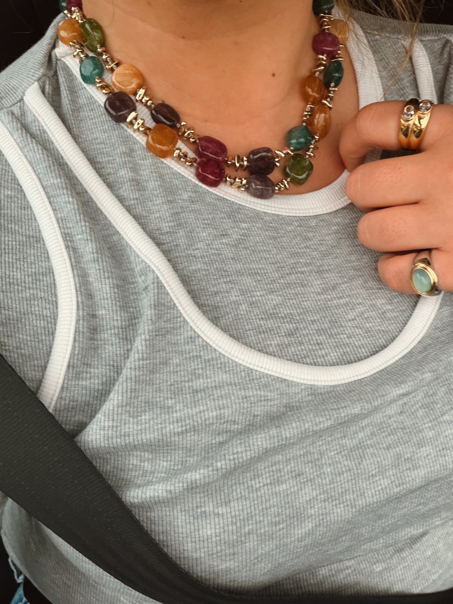 Collar piedras y acero inoxidable ajustable