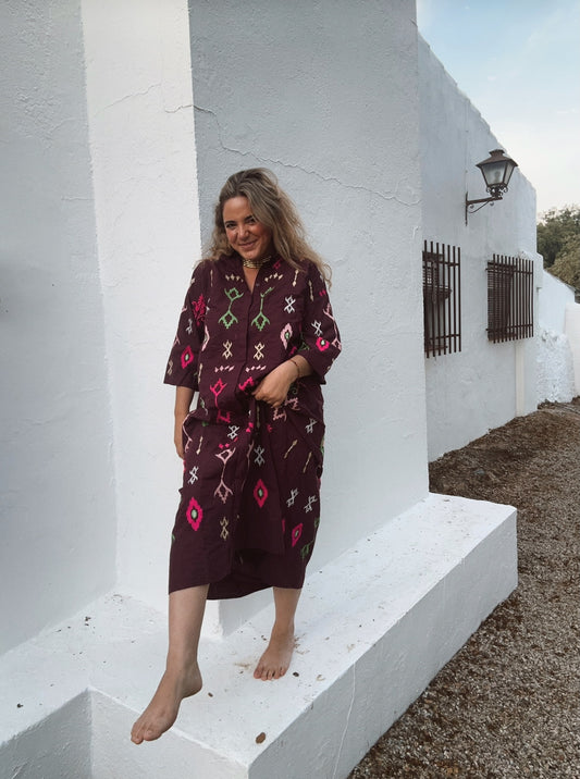 Drop vestido berengena india