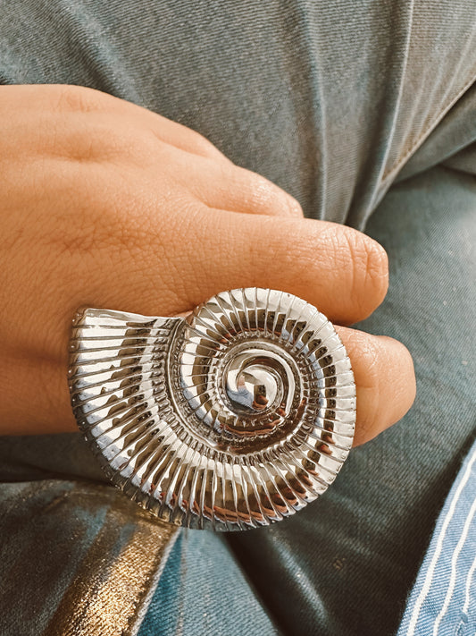 Drop anillo caracola silver