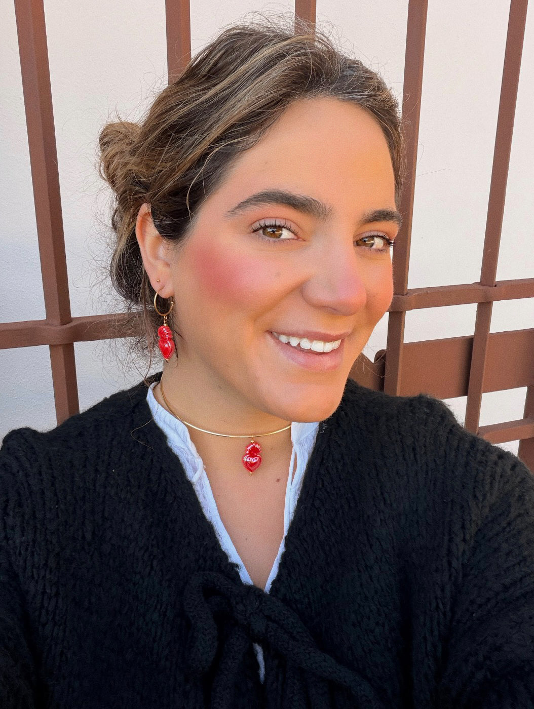 Drop choker cerámica Corazón de Jesús