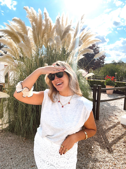 Drop collar cartier elefantes rojos