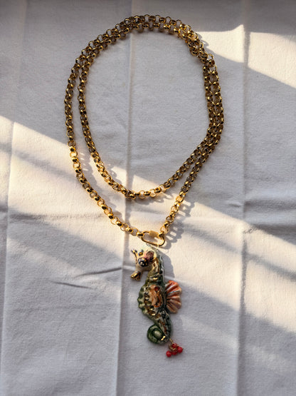 Drop collar cerámica caballito de mar verde