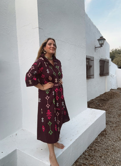 Drop vestido berengena india