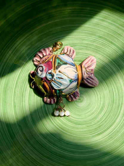 Drop charm cerámica pez globo