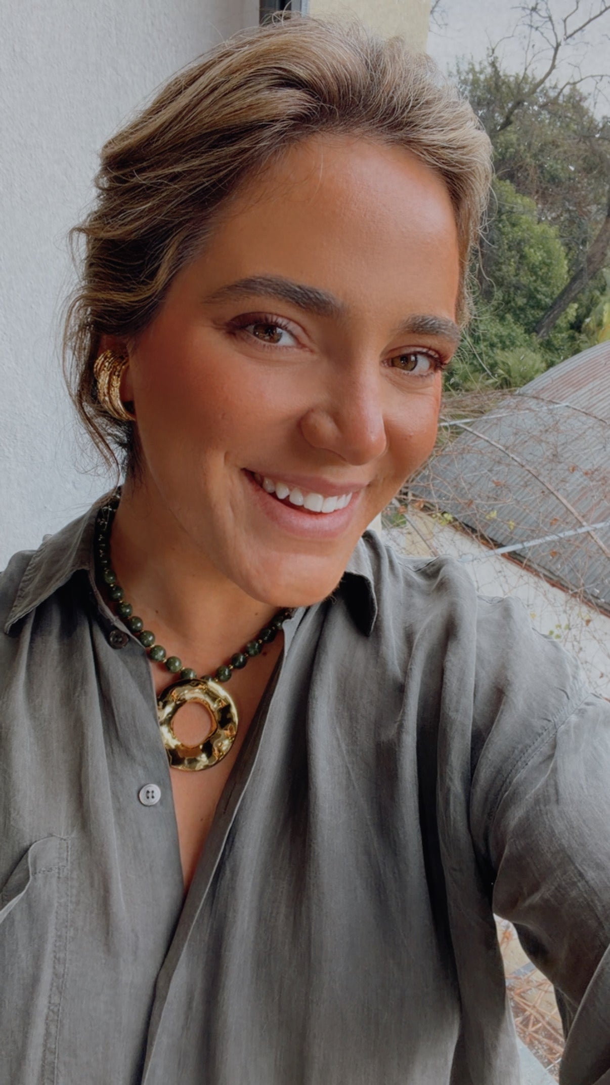 Collar resina círculo y acero inoxidable