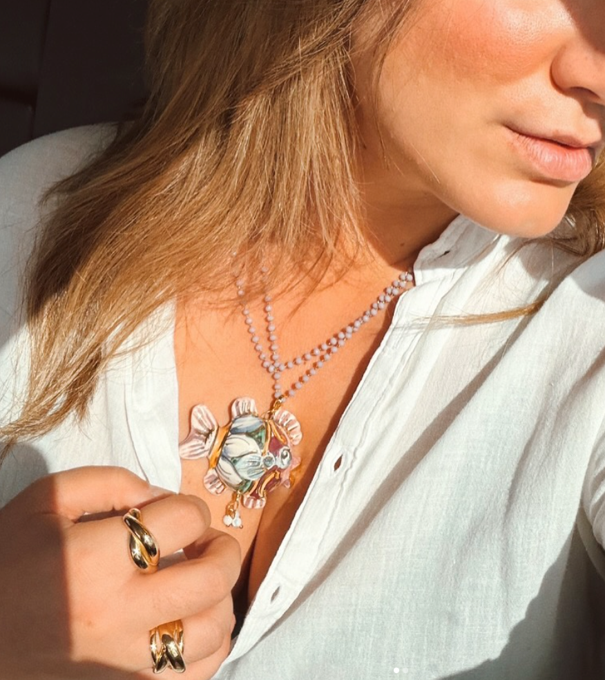 Drop charm cerámica pez globo