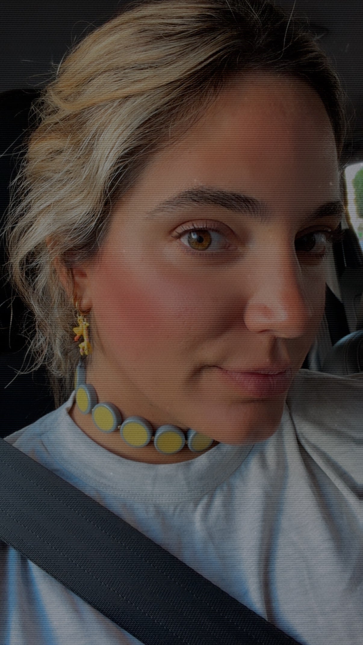Choker resina gris y amarillo