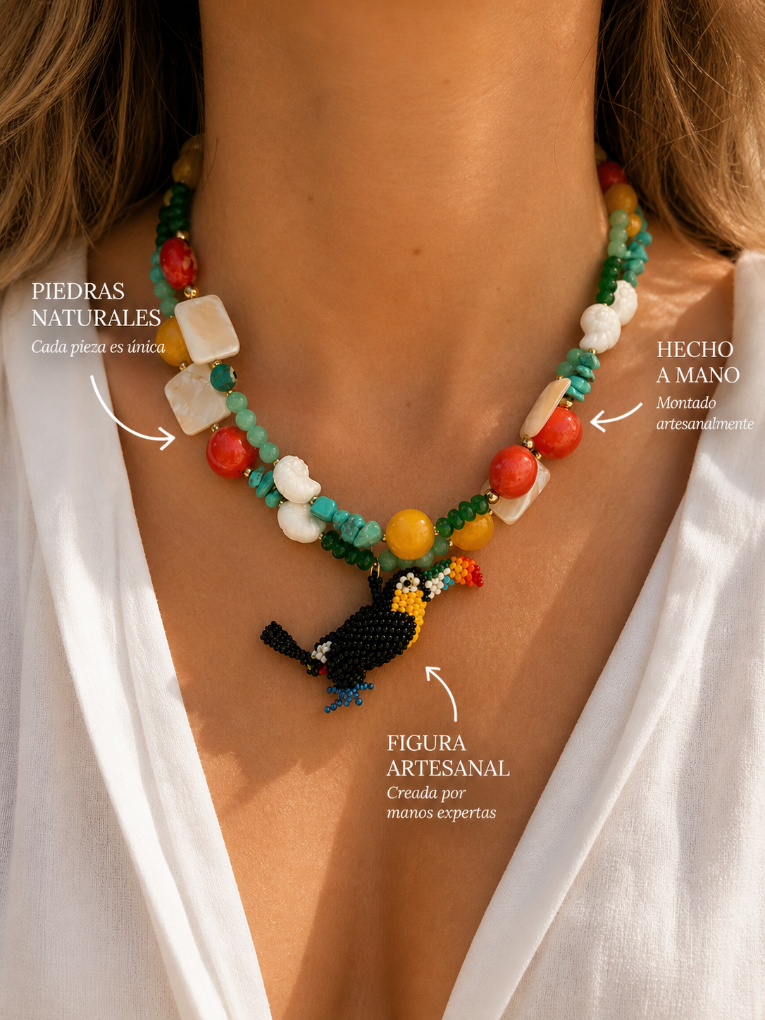 Collar Tucán artesanal hecho a mano