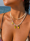 Collar de perlas naturales y cristal del murano