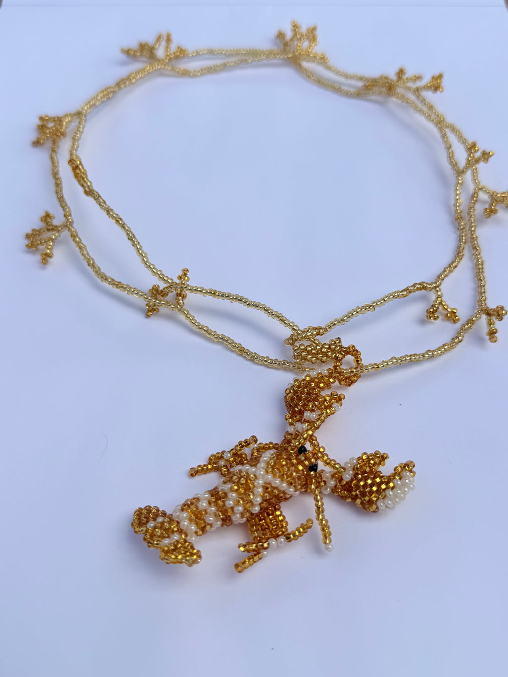 Collar bogavante dorado cuentas de cristal