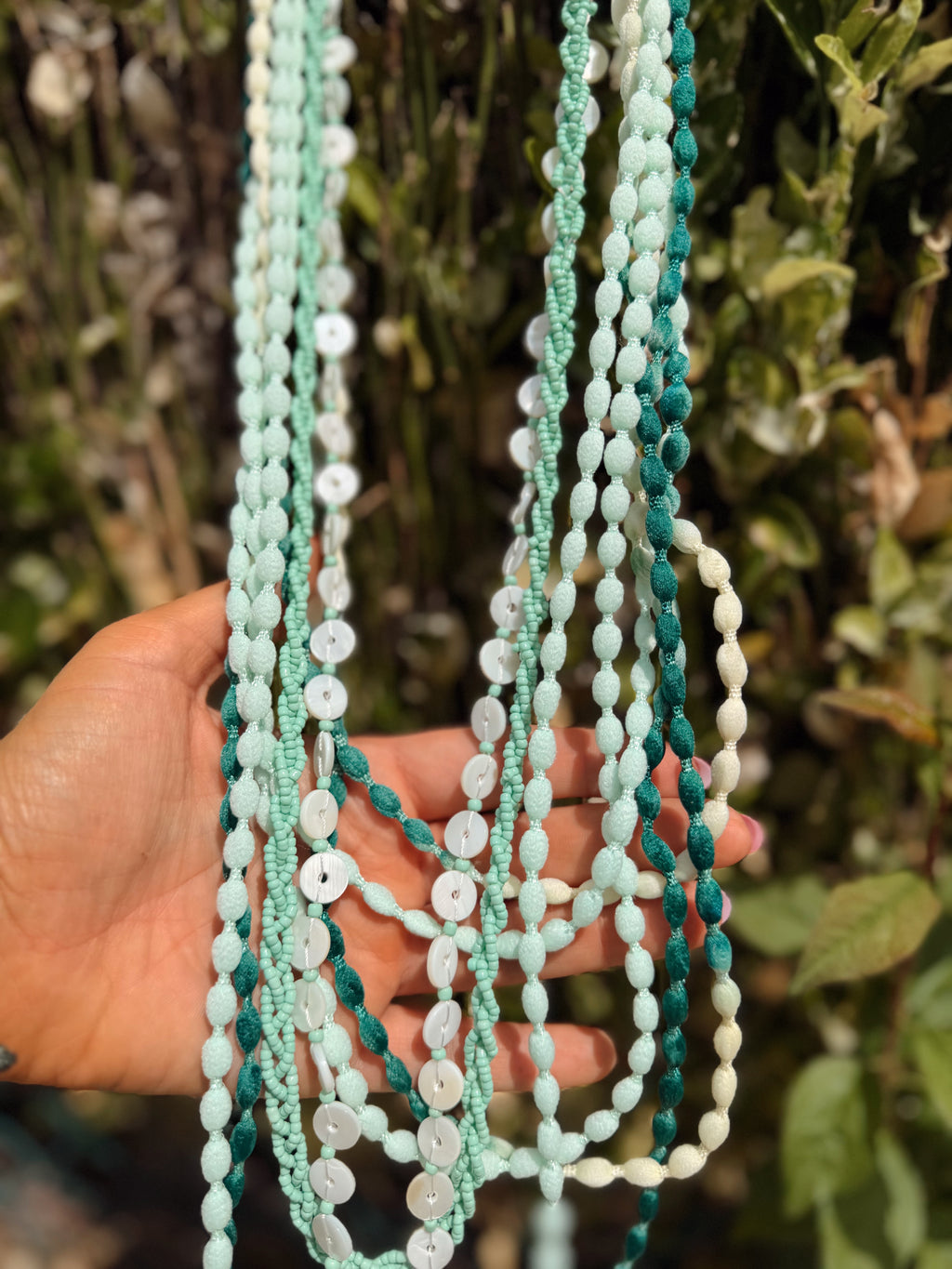 Collar multivuelta verde