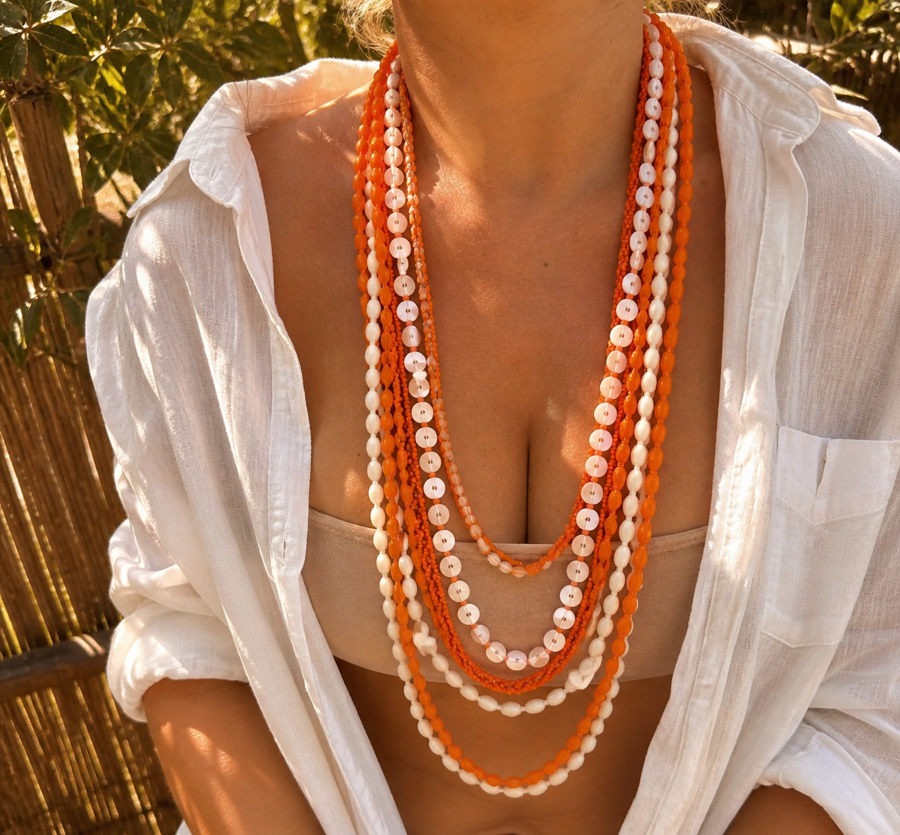 Collar multivuelta naranja