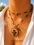 Collar tortuga marrón cuentas de cristal