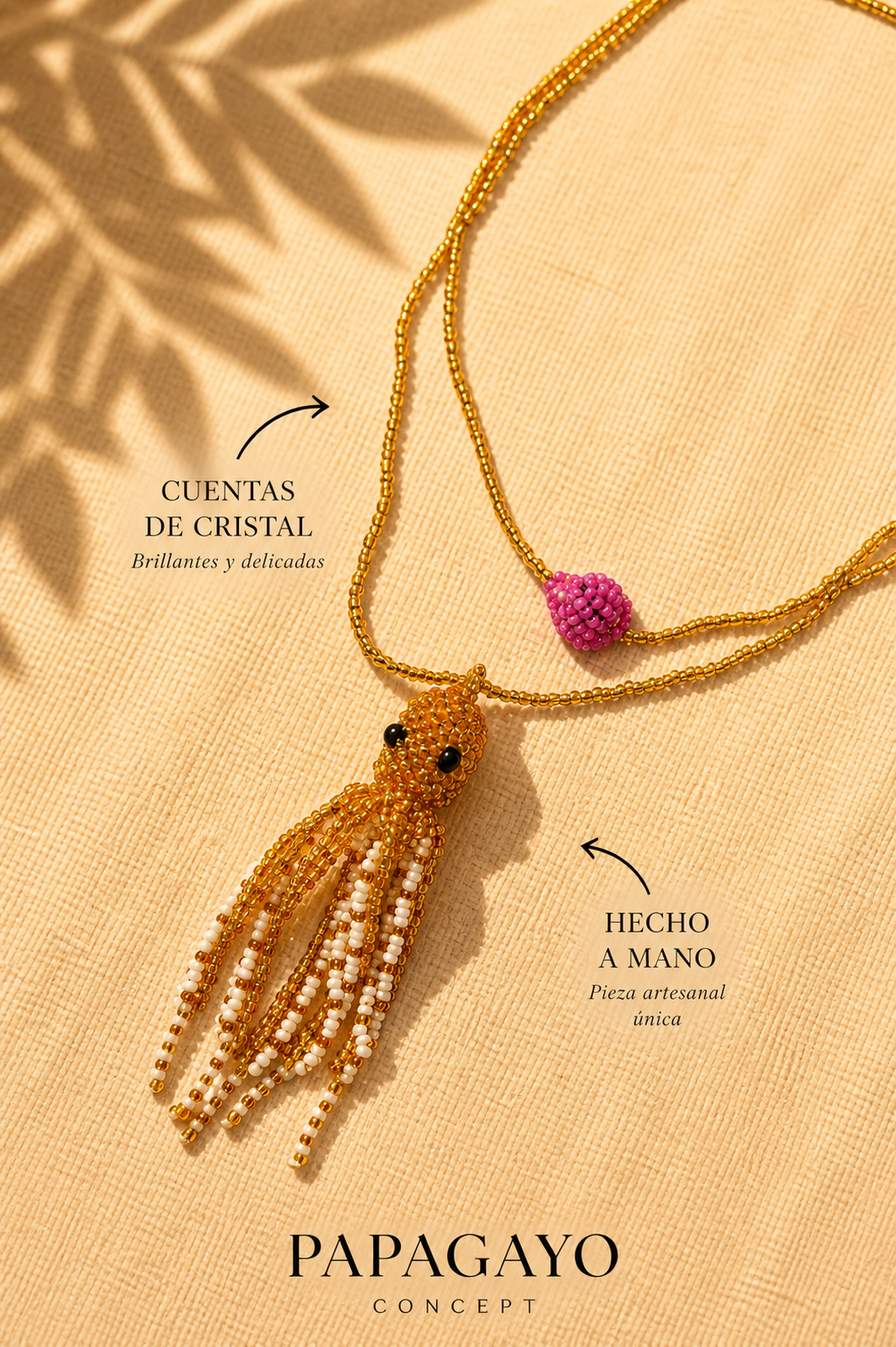 Collar Medusa de cuentas de cristal hecho a mano
