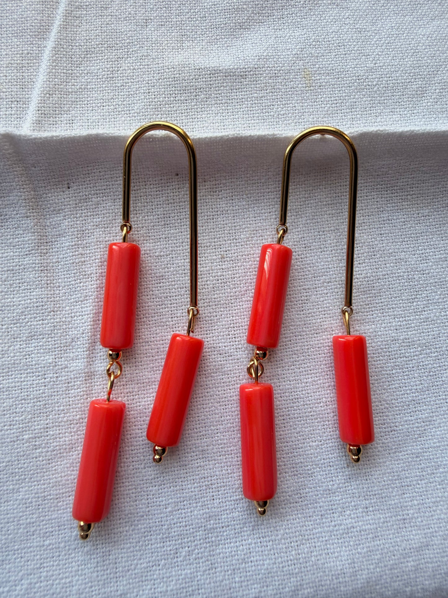 Drop pendientes double coral