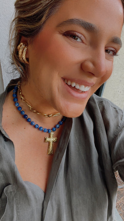 Collar resina cruz y acero inoxidable