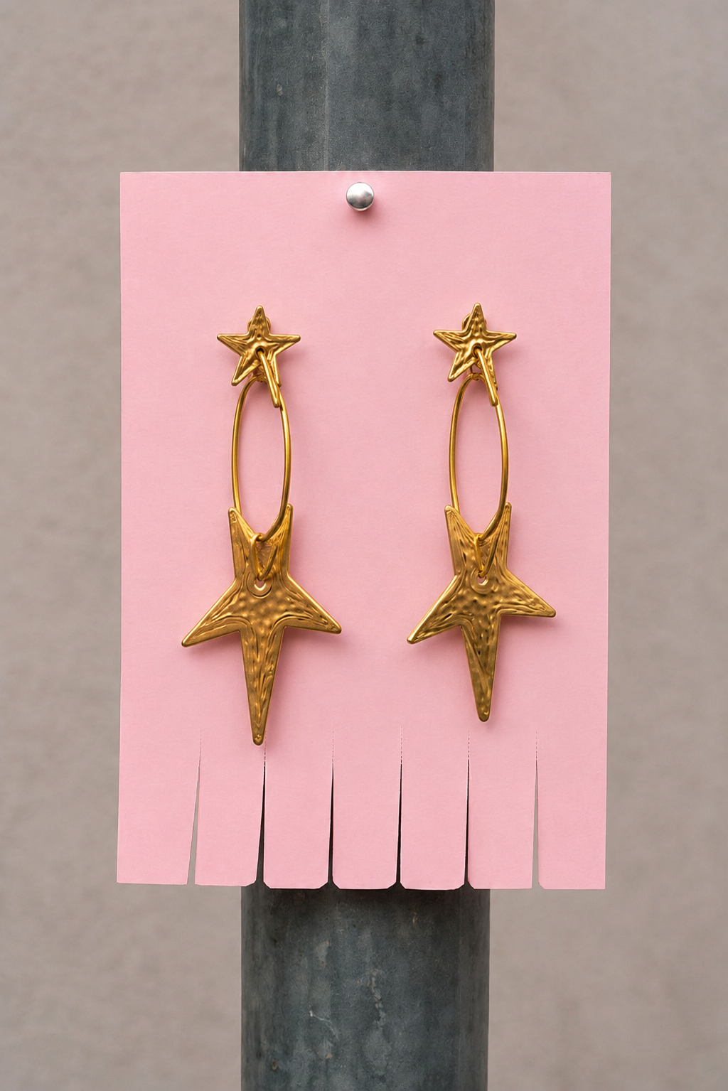 Pendientes estrella doble acero
