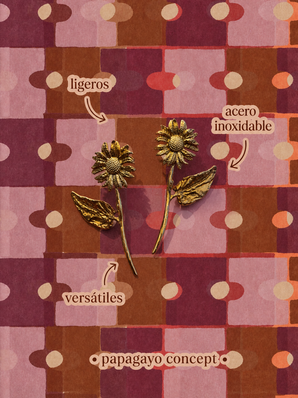 Pendientes girasoles inox